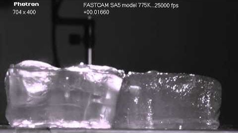 Slow motion bullet fire to gelatin