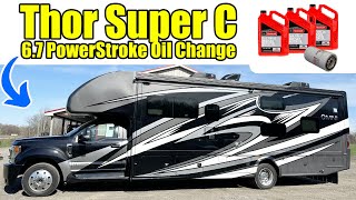 Changing The Oil In a 6.7L Ford Powerstroke Diesel  (Thor Omni Super C Motorhome Oil Change)