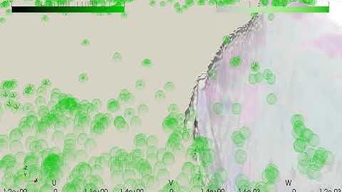 Lagrangian Simulation of biofouled algae accumulation - high particle density