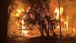 Fire burns down Utah office building, injures firefighter