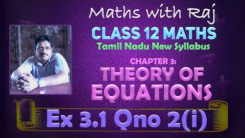Tn 12th maths|Chapter-3, Theory of equations|Ex.3.1.QN.no.2(i)