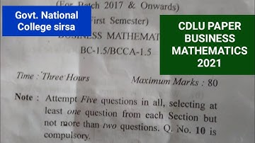 B.com Cdlu Paper Business Mathematics Semester 1st 2021