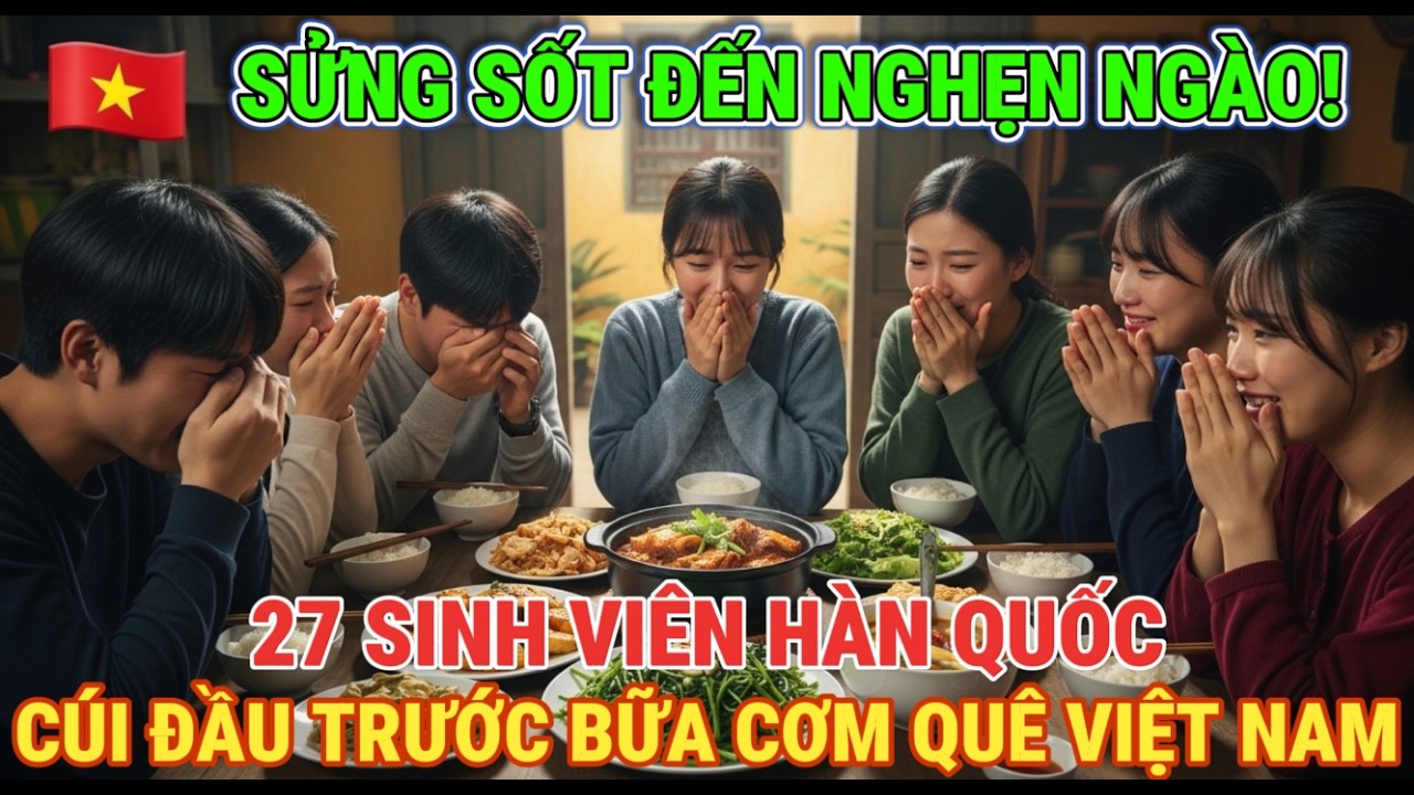 Sốc bàn ăn! 27 SV Hàn cúi đầu trước bữa cơm quê Việt Nam, cái kết triệu người khóc không ngờ cuối!!!