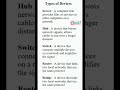 Types of Devices#hub#switch#bridge#router#server#networking#exam#exampreparation#cse#viral#trending