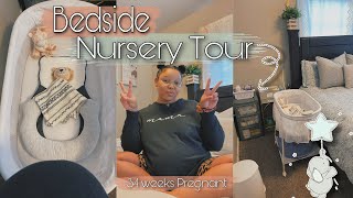Bedside Nursery Tour 2022 🧸 | 34 weeks Pregnant preparing for babyboy💙| Minimal Mama !￼