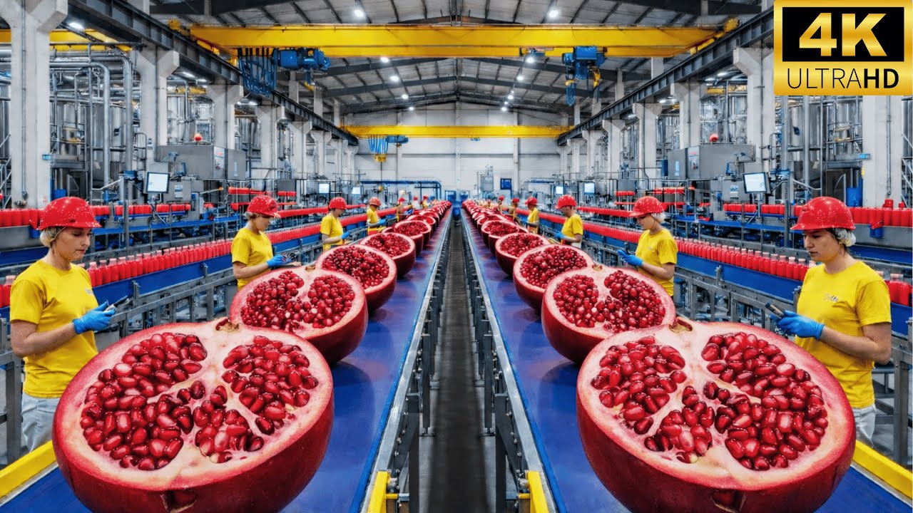 Inside a Modern Pomegranate Processing Plant: From Whole Pomegranate to Bottled Juice (Full Process)