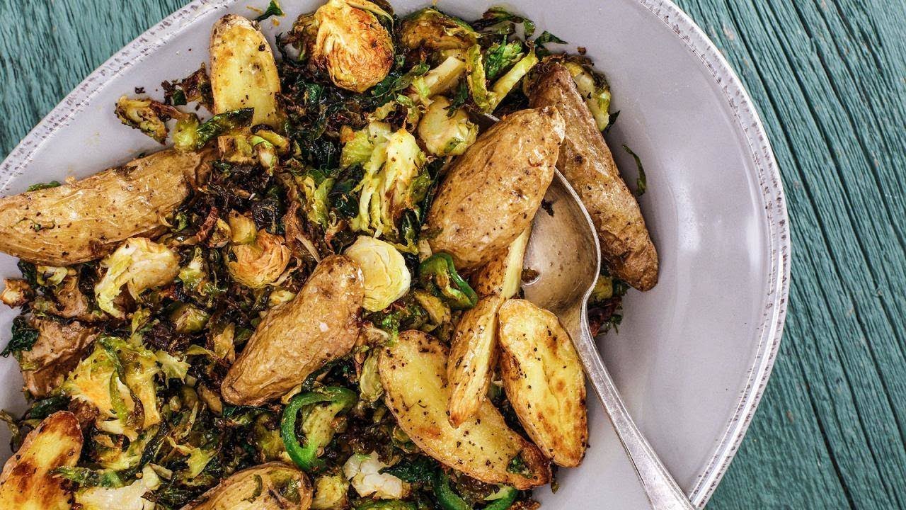 How to Make Spicy Roasted Potatoes & Brussels Sprouts by Sunny Anderson | Rachael Ray Show
