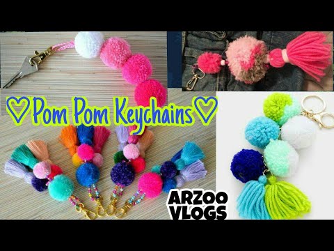 DIY | ♡ Pom Pom ♡ | How to make the Perfect pom pom key Ring | ARZOO VLOGS - YouTube