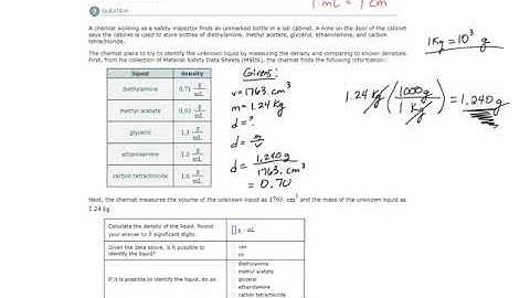 ALEKS - Calculating mass density - Example 2