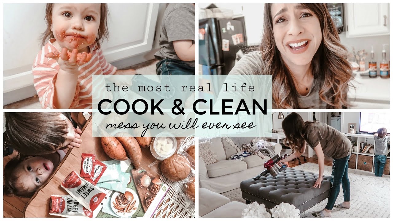 COOK & CLEAN WITH ME! EXTREME EVENING CLEANING ROUTINE REAL, RAW MESS ...