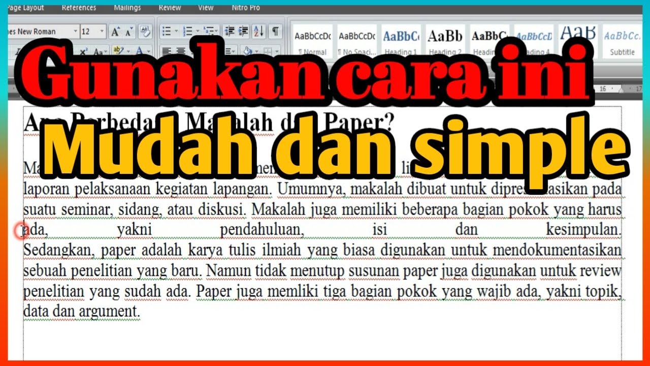 TUTORIAL CARA MENGATASI JARAK SPASI YANG BERANTAKAN DI WORD || LANGSUNG