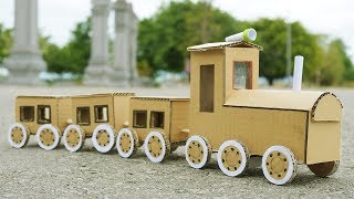 DIY  How to Make Train from Cardboard (DC Motor)