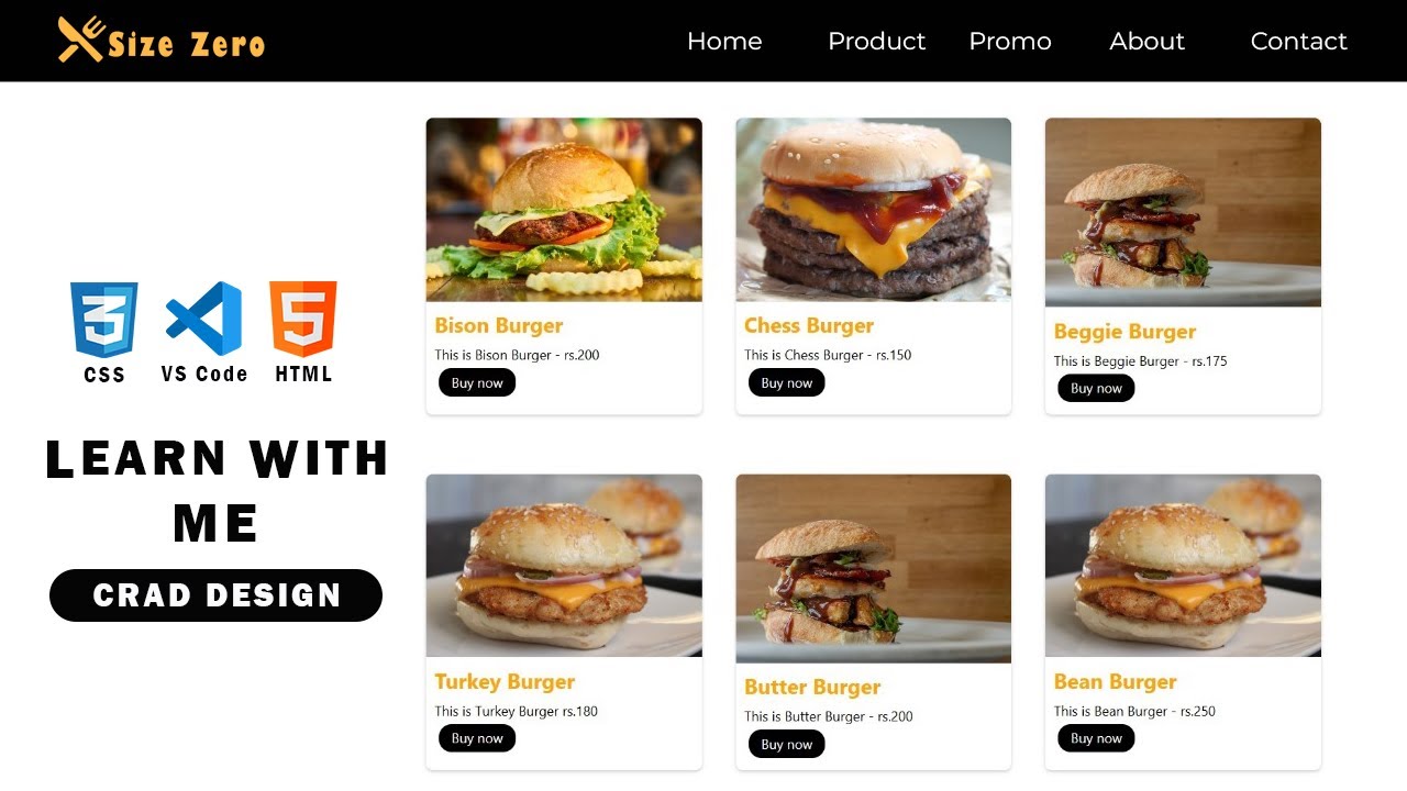 Menu Category Card Design in Html & CSS, #how to design card in html ...
