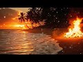 3 Hours Relaxing Piano by the Sea with Fireplace Sounds 🌊 Calm Night for Sleep and Relax