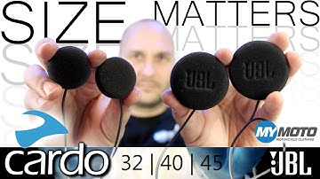 Cardo Speakers Audio Test and Comparison - 45mm JBL vs 40mm JBL vs 32mm Cardo - Size Matters