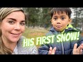 kid sees snow for the first time- this is North Idaho life