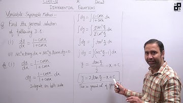 Class 12 CBSE (NCERT Maths) # Differential Equations # variable separable method # exercise 9.4 #P-3