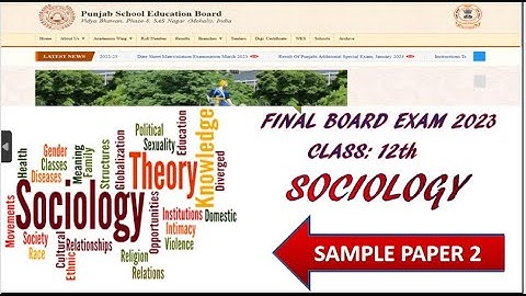 CLASS:12TH  SOCIOLOGY FINAL PAPER MARCH BOARD EXAMS 2023 SAMPLE PAPER 3#pseb  #samplepaper2