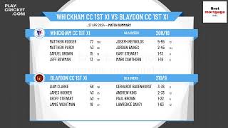 Whickham CC 1st XI v Blaydon CC 1st XI