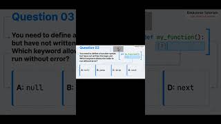 Python MCQ for Lecture 6 - Quiz Part 1 - Keywords | DVT101