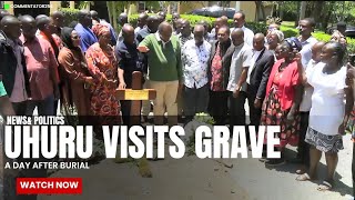 EMOTIONAL😭 Uhuru Visits Raila Odinga's Grave A Day After Burial, Consoles With Oburu