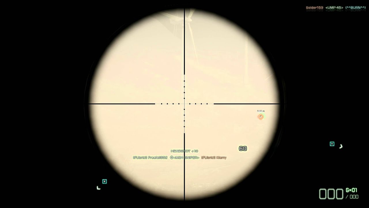 BFBC2 Battlefield Bad Company 2 m24 Headshot From 950 Meter