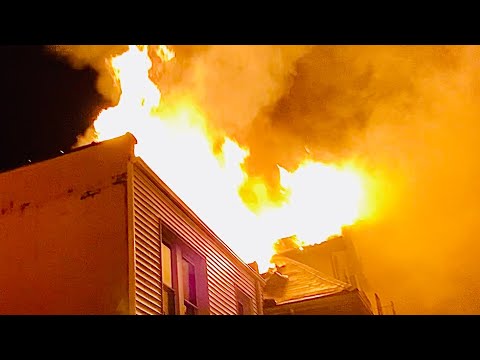 FDNY BOX 3847 - FDNY BATTALING FEROCIOUS 5TH ALARM FIRE IN SEVERAL PRIVATE DWELLINGS ON 74TH STREET.
