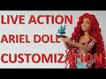 NEW LIVE ACTION ARIEL DOLL?! Full Disney Doll Custom Tutorial [Hair reroot, repaint, styling]