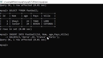 Video 9-2: COMMENT FAIRE DES INSERTIONS DE DONNEES EN MySQL?