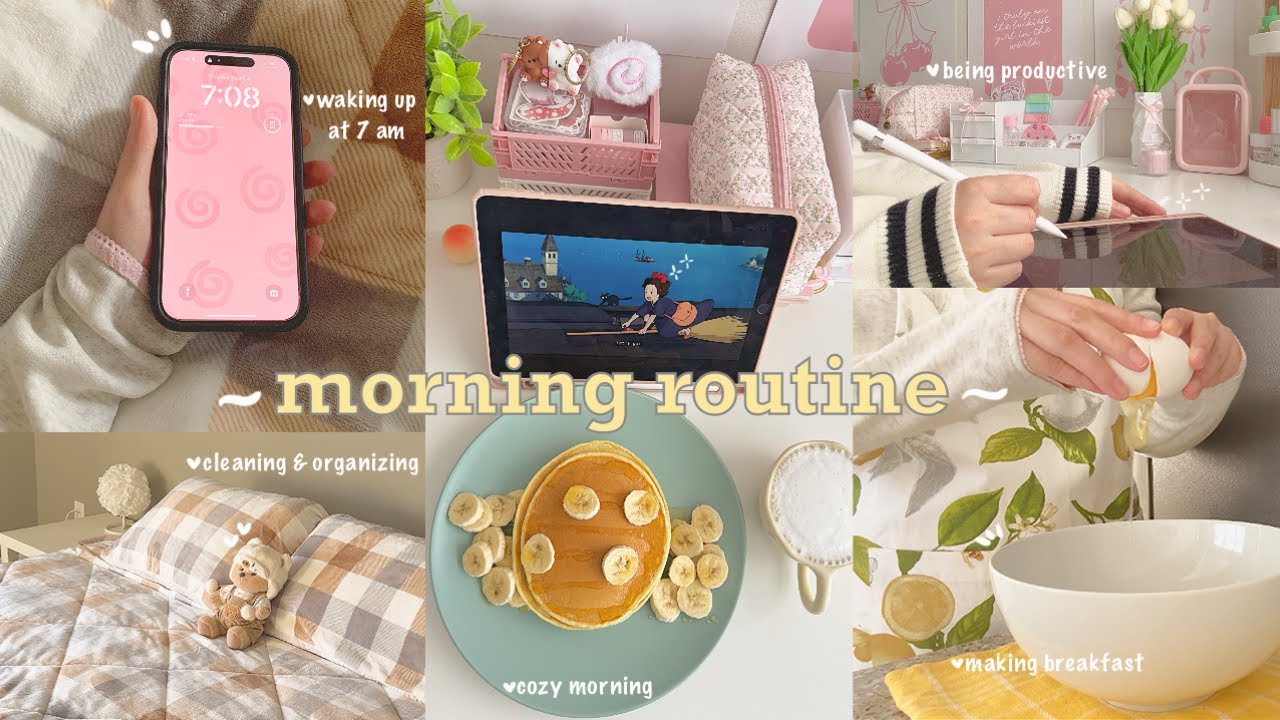 7 AM productive morning routine 🌱✨ cozy morning, cleaning & organizing, making breakfast