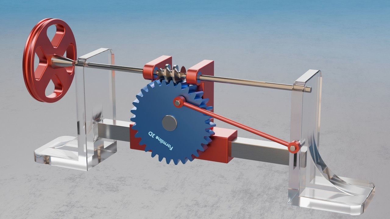 #143 Worm & Wheel Traversing Frame Reciprocating Drive – 507 Mechanical Movements 3D Animation