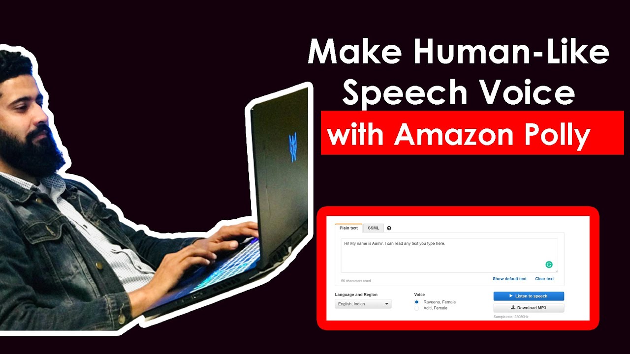Using Amazon Polly to Generate Text to Real Life Speech and Use in Any Video | Urdu / Hindi