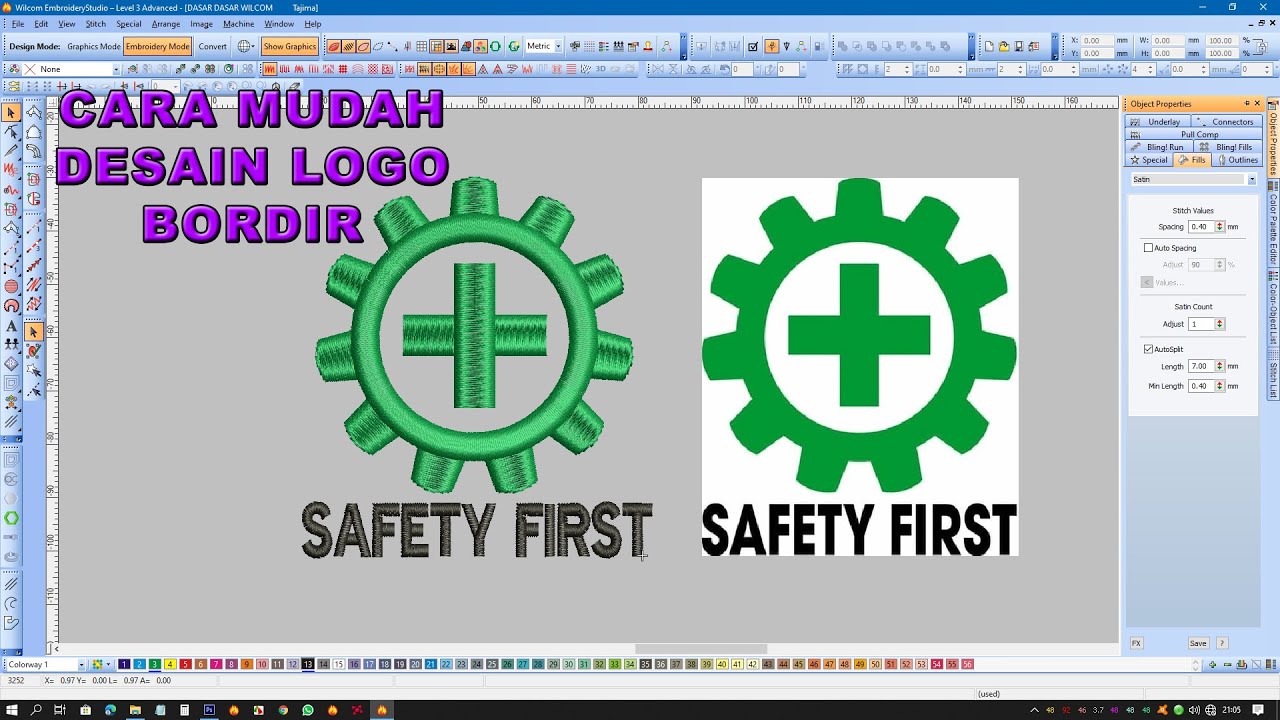  CARA  MEMBUAT  DESAIN  LOGO BORDIR WILCOM EMBROIDERY STUDIO 