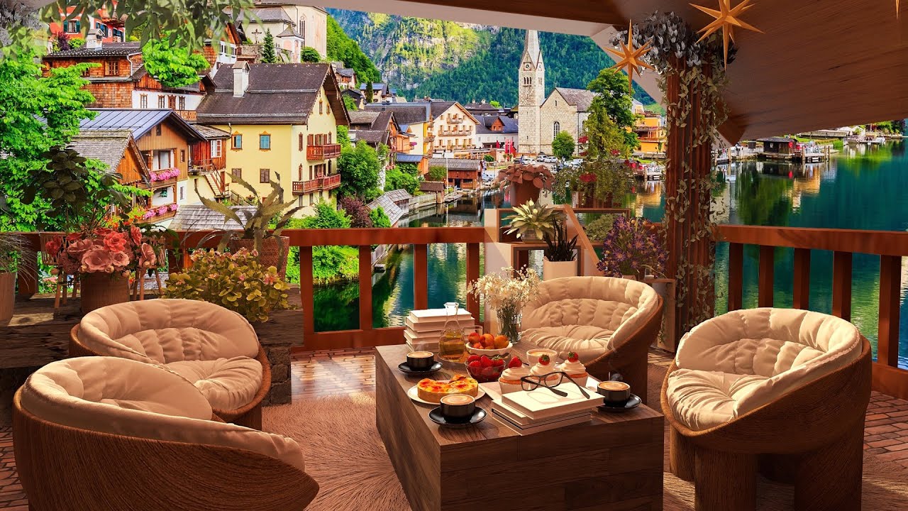 Spring Cozy Porch Ambience with Calm Piano Music for Meditation and ...