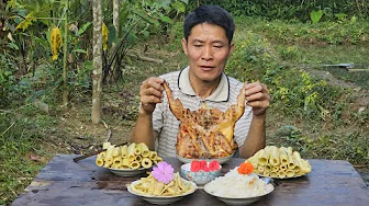 Simple Farm Life Alone : Harvesting Bamboo Shoots & Grilling Juicy Chicken | Solo Survival