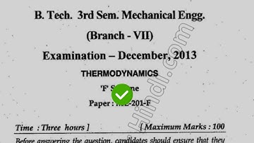 2013 Mdu BTech ME 3rd Sem Thermodynamics Question Paper