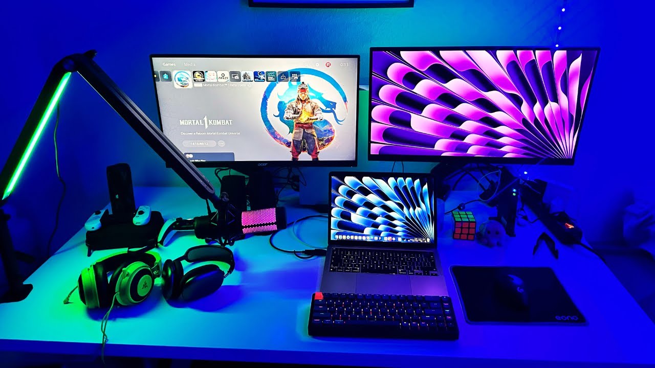 My PRODUCTIVE Dual Desk Setup - 2023 - YouTube