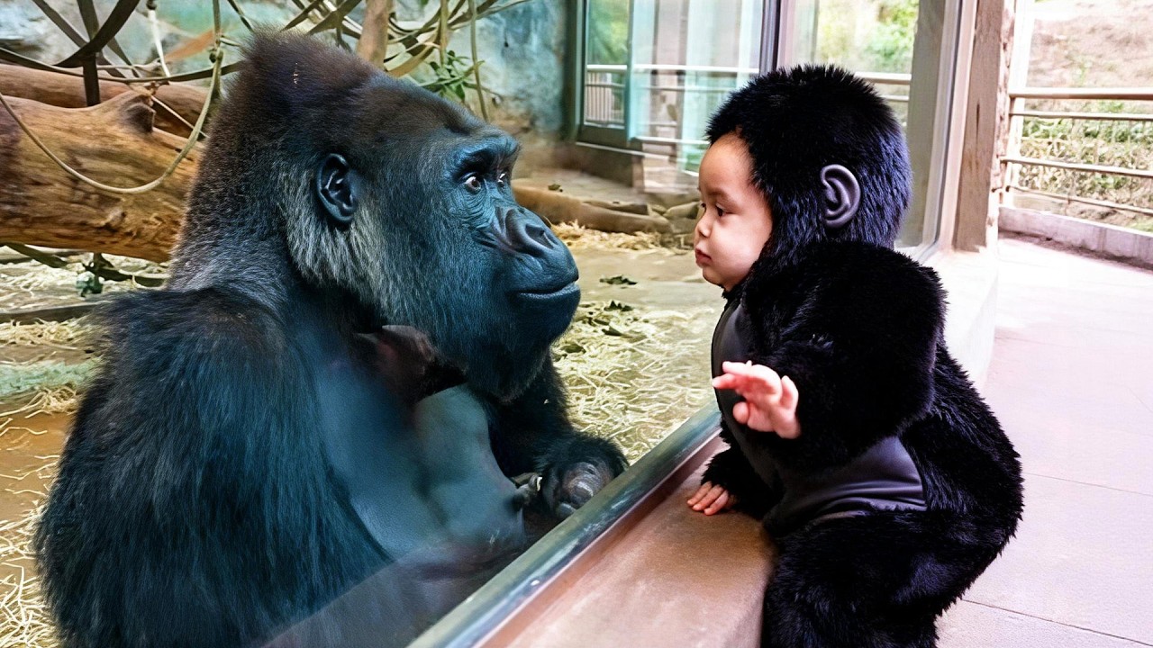 When a Baby Pretends to Be a Baby Gorilla — Mom Gorilla’s Reaction Is Priceless 😂🦍👶