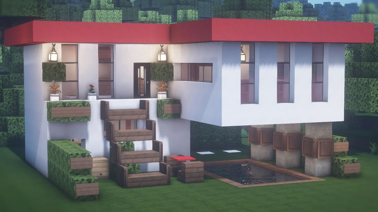 Minecraft 🌹 How to Build a Large Modern House Tutorial #155 - YouTube