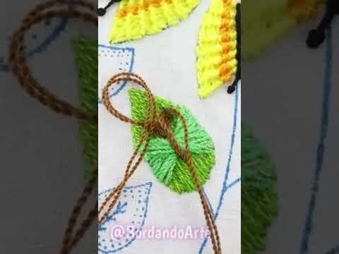 Bordado de hojas y tallo #bordandoarte #embroidery #stitching #bordadofantasia #bordadoamano
