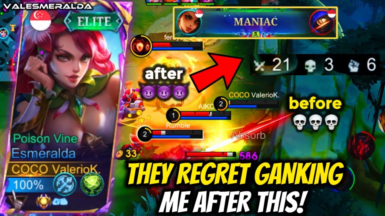 4 ENEMIES GANKED MY LANE! THEY REGRET GANKING MY ESMERALDA AFTER THIS! | Mobile Legends