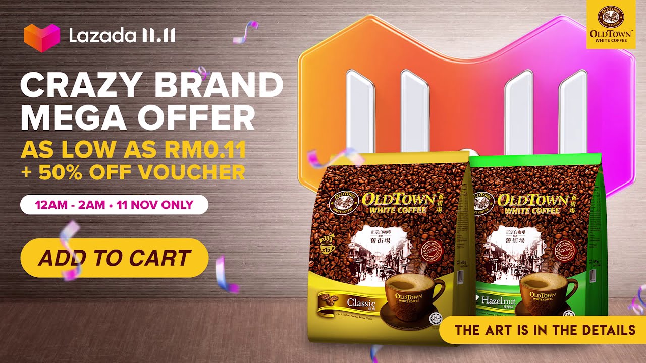 OLDTOWN White Coffee LAZADA 11.11 Crazy Brand Mega Offer