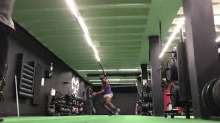 Hip flip + crossover run + flip and catch