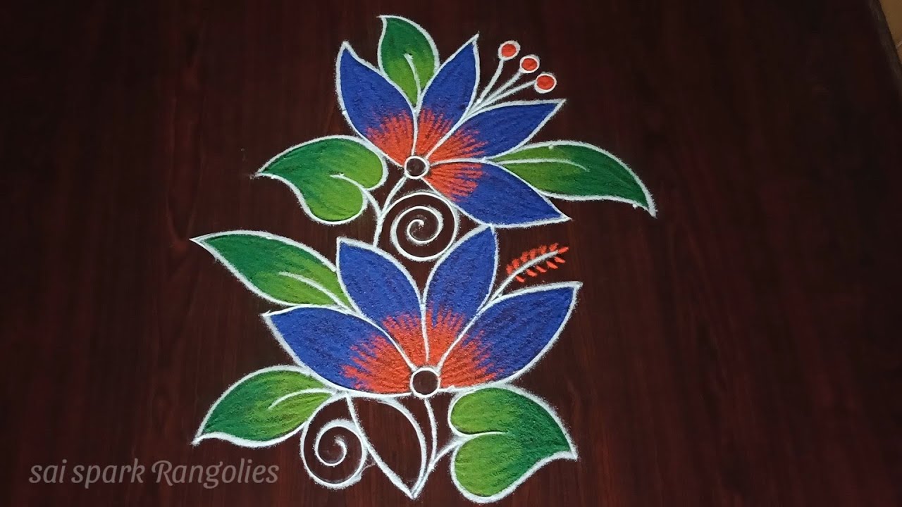 friday spl simple flower rangoli | small flower kolam | easy rangoli ...