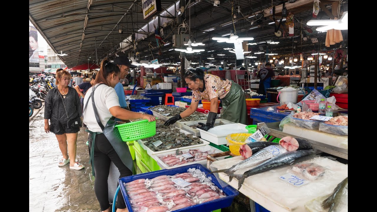 [4K] Walk around Pak Nam Market the most popular seafood market in Samut Prakan