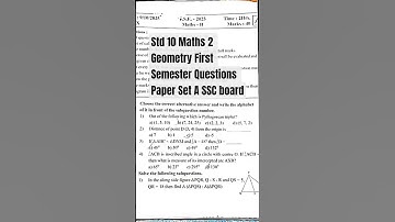Std 10 Maths 2 Geometry First Semester Questions Paper Set A SSC board @Nextdoortonotes