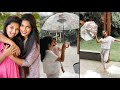 Sreeja daughters Nivrithi, Navishka enjoying in rain