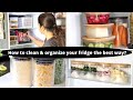 How to deep clean and organize a fridge the best way  whats in my fridge  freezer organization