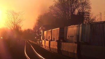 NS 20E-04 With Ex Conrail EMD Power and Smoking GE Trailing Through Bound Brook In the Sun Light!