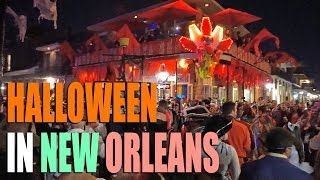 Halloween in New Orleans French Quarter  Crazy Costumes and Street Closing Block Parties